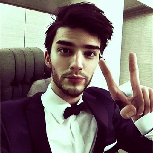 a picture of the most attractive man on the planet wearing a suit, giving a peace sign, 