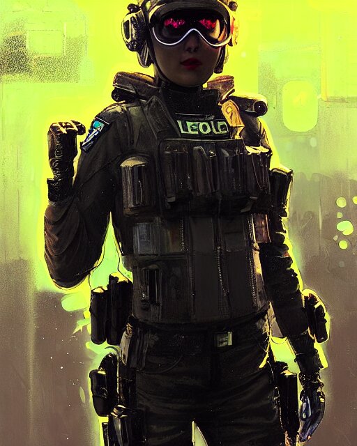 detailed neon female swat officer flying a jet, cyberpunk futuristic, neon, reflective puffy coat, decorated with traditional japanese by ismail inceoglu dragan bibin hans thoma greg rutkowski alexandros pyromallis nekro rene margitte, wide angle, illustrated, perfect face, fine details, realistic shaded, fine - face, pretty face 