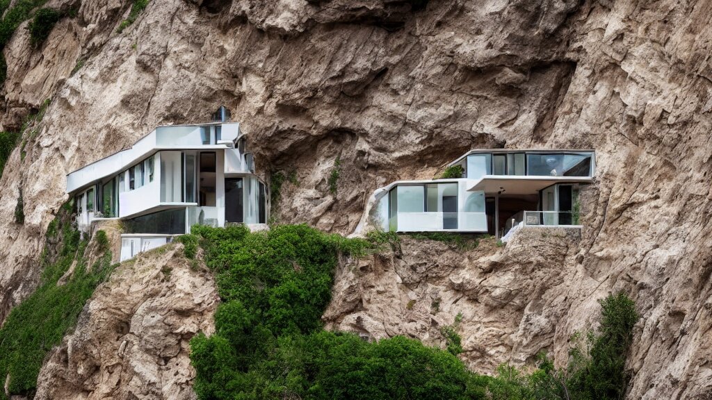 house built on the side of a cliff, award winning photo