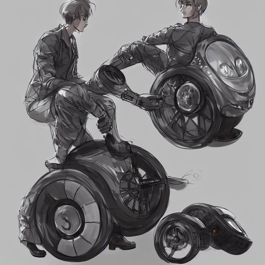 a beautiful concept art of futuristic monowheel, with sitting rider by alex pyatov and patrick razo, trending on artstation 