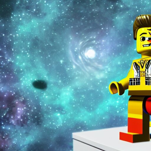 a portrait of david bowie as a lego in a cosmic scenic environment, trending on artstation 