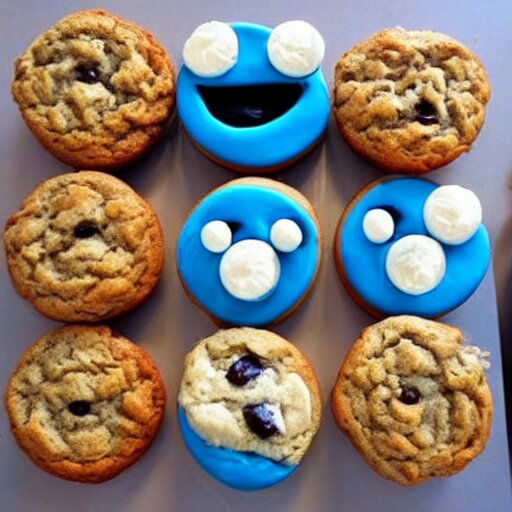 cookiemonster made of muffins