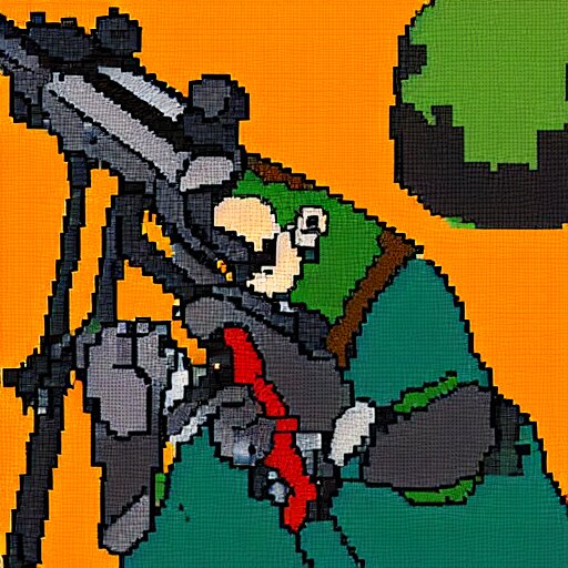 pixel painting of a sniper