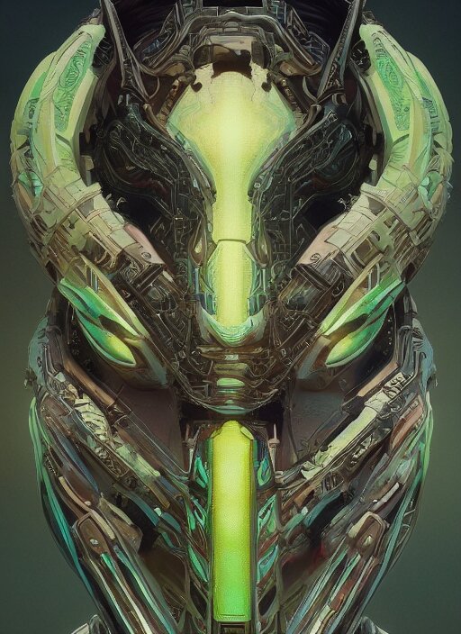 symmetry!! portrait of green alien in the style of horizon zero dawn, machine face, intricate, elegant, highly detailed, digital painting, artstation, concept art, smooth, sharp focus, illustration, art by artgerm and greg rutkowski and alphonse mucha, 8 k 