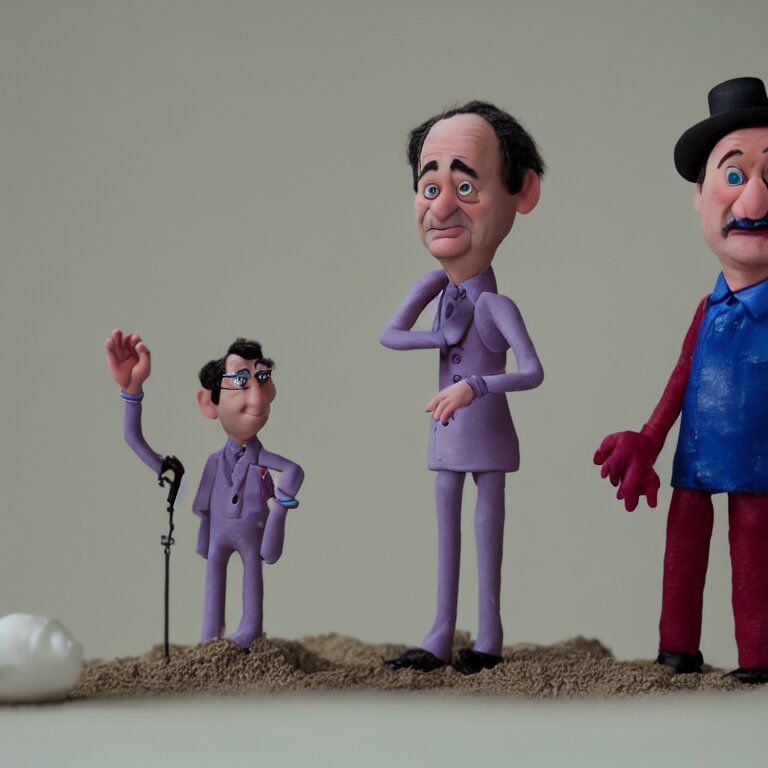 a silly cinematic film still of a claymation stop motion film starring bill murray, shallow depth of field, 8 0 mm, f 1. 8 