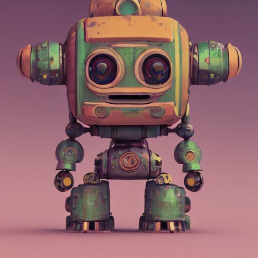 a cute rusty robot in breath of the wild, anime, 3 d render, octane 