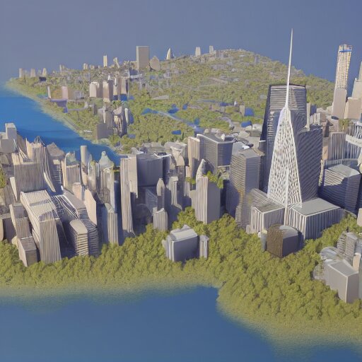 low poly art of new york as an island floating in the sky, low poly, isometric art, 3d render, waterfall, high detail, artstation, concept art, behance, ray tracing, smooth, sharp focus, ethereal lighting