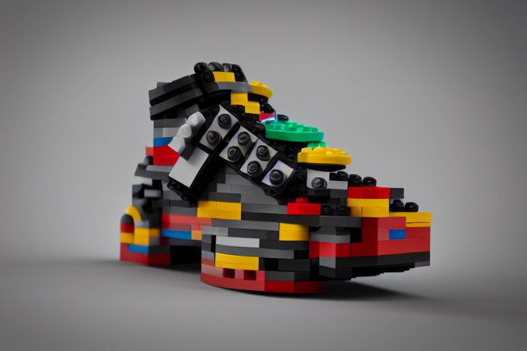 sneaker made out of lego, steampunk, sculpture, cinema 4 d, octane render 