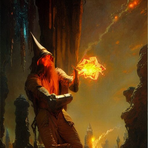 stunning male wizard casting his earth quake spell, highly detailed painting by gaston bussiere, craig mullins, j. c. leyendecker, 8 k 