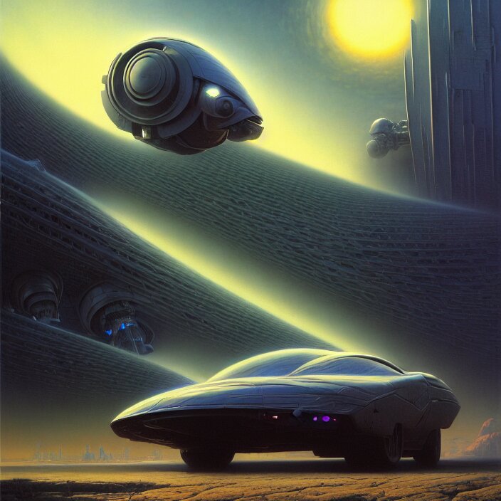cinematic view of a vehicle from left, futuristic, robotic enhancements, desaturated, tim hildebrandt, wayne barlowe, bruce pennington, donato giancola, larry elmore, oil on canvas, masterpiece, trending on artstation, featured on pixiv, cinematic composition, dramatic, beautiful lighting, sharp, details, hyper - detailed, hd, hdr, 4 k, 8 k 