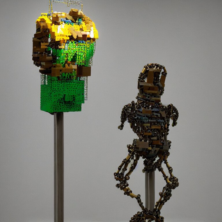 hyperrealistic sculpture of a bronze fossilized ancient lego mindstorms archelon dusted with saffron and deep blue and grass green spraypaint and beeswax in a grid cage on a pedestal by ron mueck and duane hanson and lee bontecou, hyperrealistic dramatic colored lighting trending on artstation 8 k 