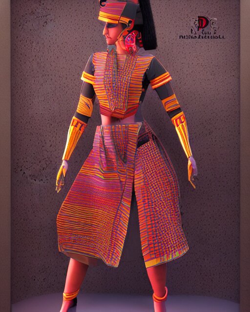 marvelous designer 3d render Assamese bihu mekhela sador pattern gamosa style fashion costume design, D&D futuristic retrofuturistic-sci-fi dynamic, modern stylish glamour body hugging cosplay, highly inventive pattern cutting, cgsociety, unreal engine 8k