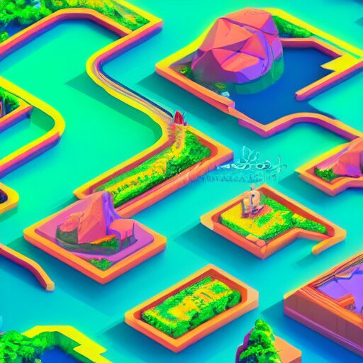 isometric island land on neon background, isometric invironment, 3d art, isometric art, high detail, artstation, concept art, behance, ray tracing, smooth, sharp focus, ethereal lighting