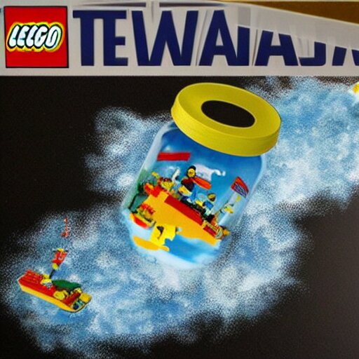 lego tsunami in a jar, hyper realistic, mega details, 