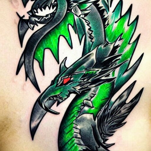 simple anime manga full color dragon!! Emerald and obsidian dragon, forearm tattoo, tattoo