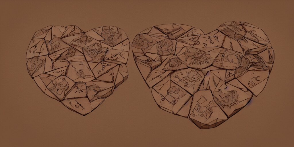 wooden heart design, character sheet, 3d render, Greg Rutkowski, Zabrocki, Karlkka, Jayison Devadas, Phuoc Quan, trending on Artstation, 8K, ultra wide angle, zenith view, pincushion lens effect