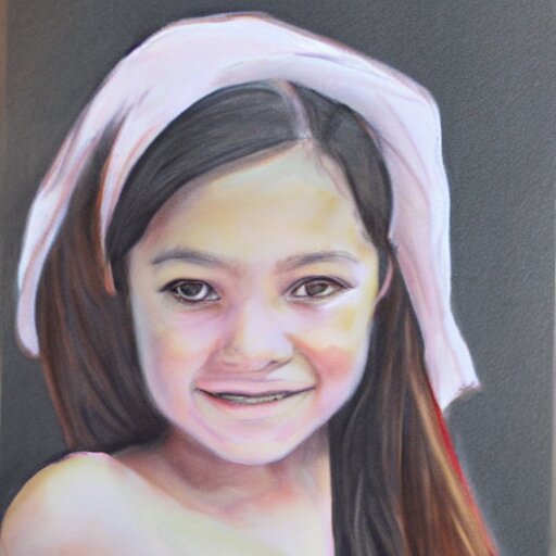 sketch painting of a portrait of a 8 year old girl 