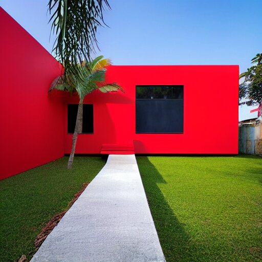 a modern red house in brazil, architecture 