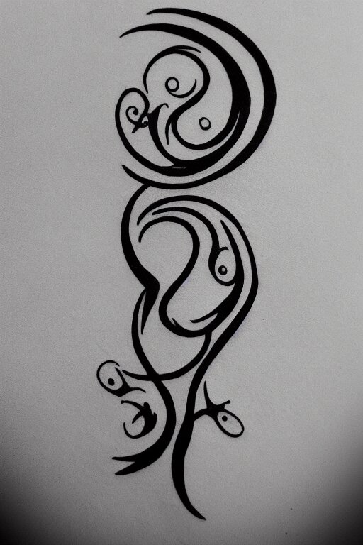 a simple tattoo design of birds flying in a 8 spiral, black ink, logo 