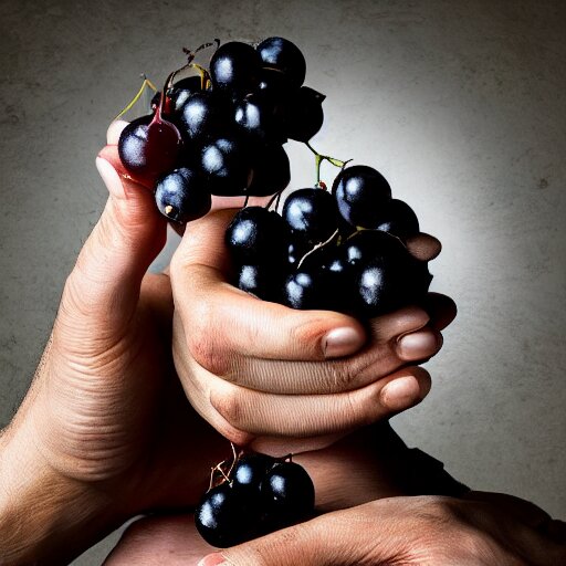 a man eats black currants in a plate, hyper realistic, hyper detailed, cfg _ scale 1 2 