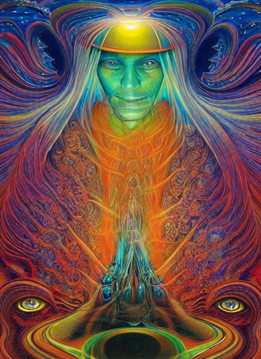 incredible ultra dimensional psychedelic experience time, while tripping on dmt, energy waves, trippy melting eyes, overwhelming psychosis of self - realization and burning awakening, masterpiece composition, by barclay shaw, louis dyer, pablo amaringo 