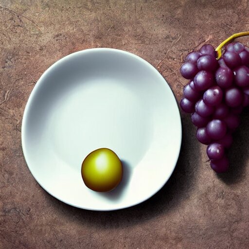 the loneliest grape on a plate realistic photograph 