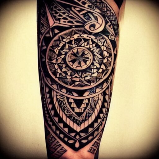 tribal tattoo along forearm