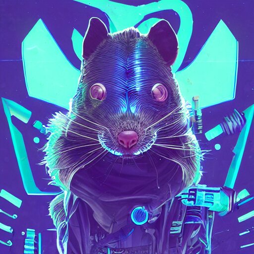 a beautiful full body portrait of a cute cyberpunk rat with bioluminescent fur and bioluminescent tail by sandra chevrier and greg rutkowski and wlop, purple blue color scheme, vaporware, retro, outrun, high key lighting, volumetric light, digital art, highly detailed, fine detail, intricate, ornate, complex, octane render, unreal engine, photorealistic 