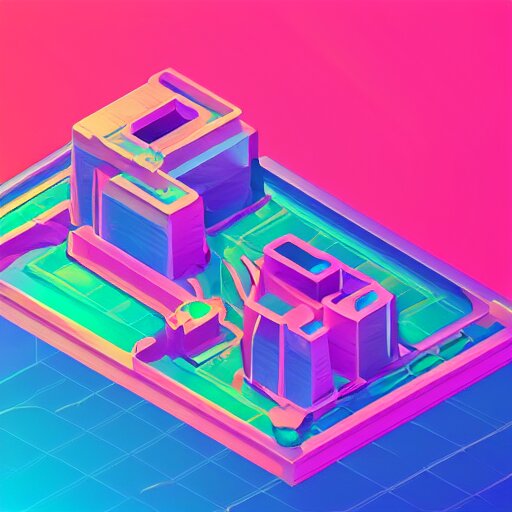 isometric island land on neon background, isometric invironment, 3d art, isometric art, high detail, artstation, concept art, behance, ray tracing, smooth, sharp focus, ethereal lighting