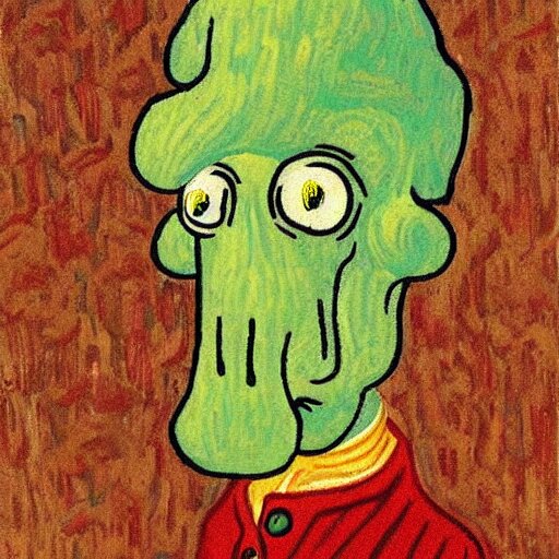 Lexica - Handsome squidward, van gogh style