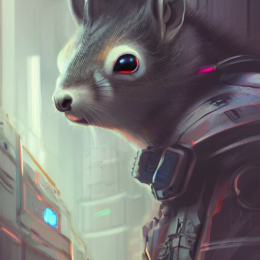 cyberpunk squirrel, cyborg, intricate, digital painting, artstation, intricate, concept art, smooth, sharp focus, unreal engine 