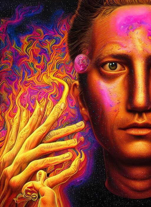 portrait ultra dimensional entity, accidentally tripping on dmt and acid, psychedelic experience, overwhelming psychosis of self realization and burning awakening, ultra high definition, unreal engine 5, hyperrealism, masterpiece composition, by casey weldon, barclay shaw 