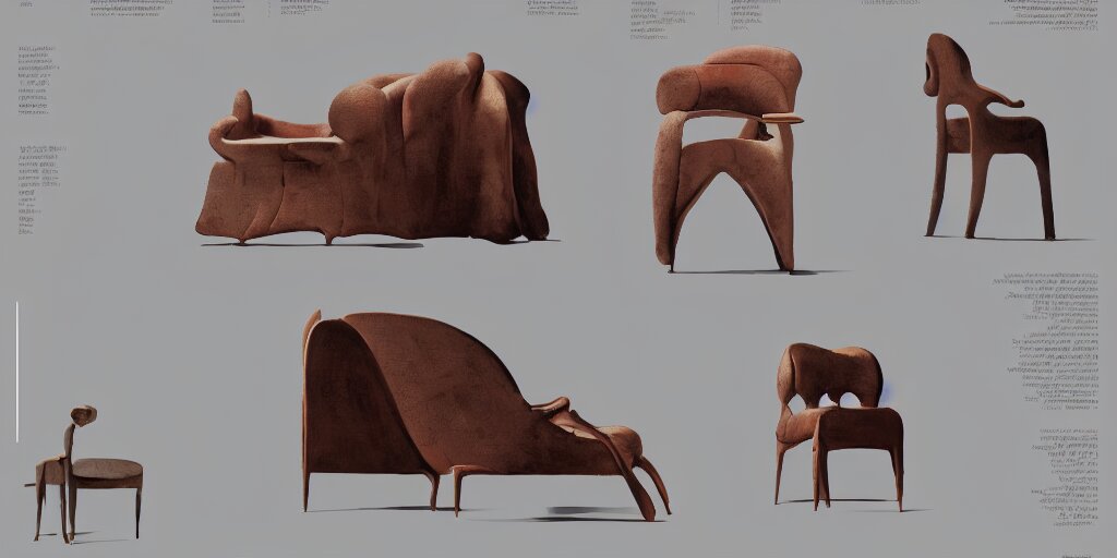 furniture designs in the style of moebius, design sheet, Les Edwards, Zdzislaw Beksinski, Carl Gustav Carus, John Harris, Michal Karcz, Zhang Kechun, Mikko Lagerstedt, Scott Listfield, Steven Outram, Jessica Rossier.