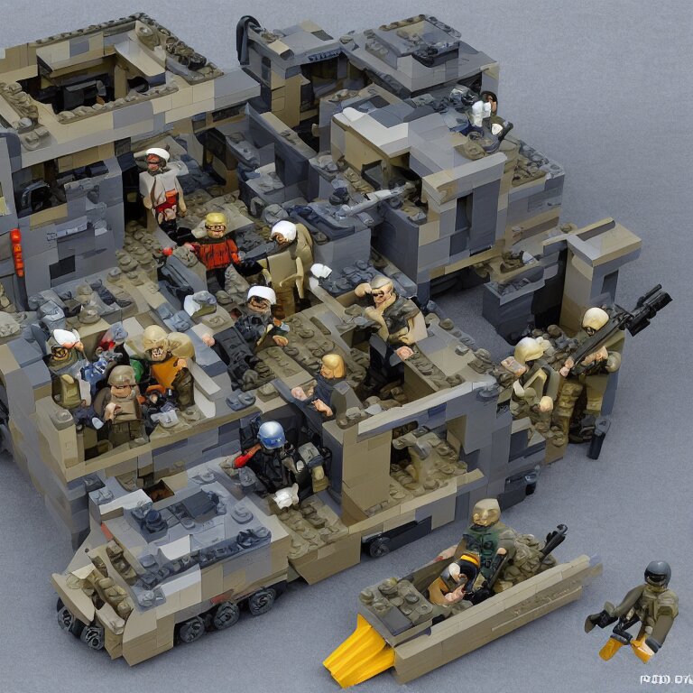 navy seals raid osama bin laden's final hideout in abbottabad, pakistan lego set product marketing, photorealistic, studio lighting, highly detailed 