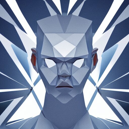 Rule of thirds. Badass. Cool. Neat. In the style of faceted glass geometric abstract art. 4k. HDR. Award-winning. Raytracing. Global illumination. Ambient occlusion. Blue color scheme. Octane render of a cool abstract geometric head forum avatar character. Futuristic. badass. interesting. intriguing. stylish. 