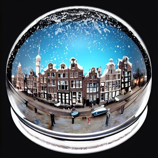 snow globe of amsterdam, artstation, photorealism 