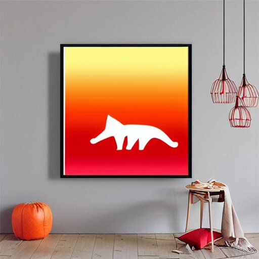 orange to red gradient low poly art of cat 