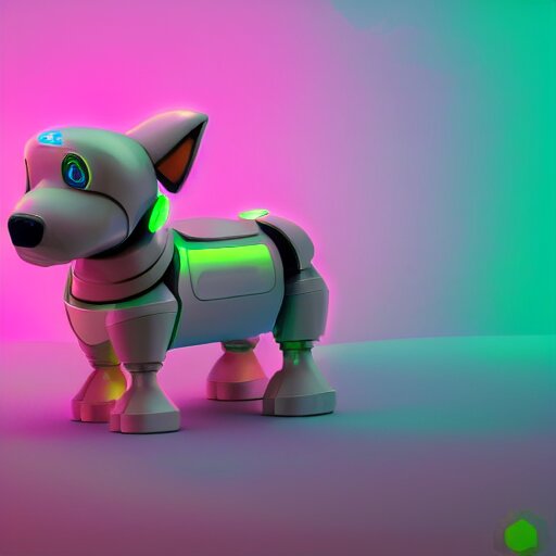 isometric puppy bot, 3 d character realistic, very colorful, cinematic lighting, soft neon, volumetric lighting, apple design, jony ive, octane render, trending on artstation 