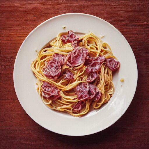 kodak portra 4 0 0, 8 k, soft light, volumetric lighting, highly detailed, a photographic still life of a plate of carbonara, typical italian food, realistic, hyper realistic - h 7 0 4 