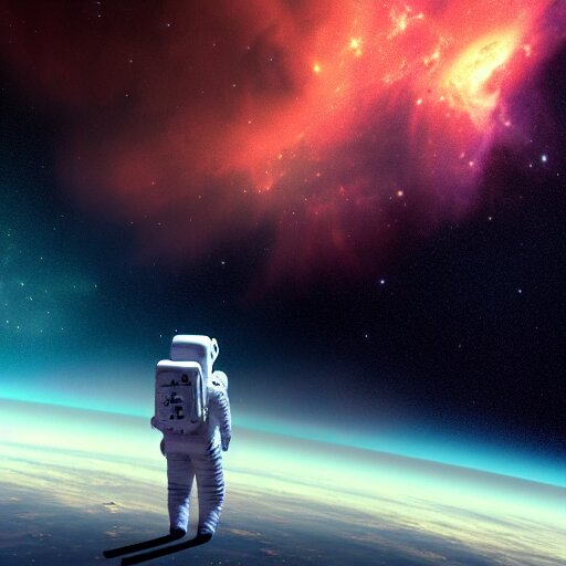 astronaut looking at a nebula , digital art , trending on artstation , hyperdetailed , matte painting , CGSociety