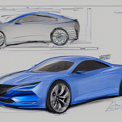 blueprint for an advanced car, concept art, digital sketch, 4 k, hd 