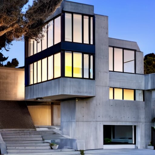 a modern concrete mansion on the bluffs overlooking san francisco 