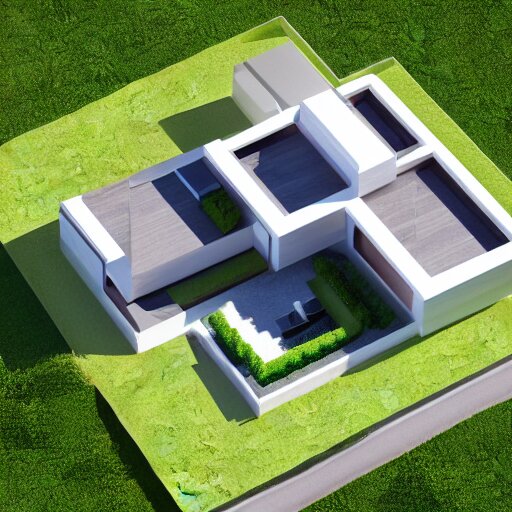 isometric render of a beautiful modern home designed for aesthetics, energy efficiency and foliage, cg render, high resolution, professional 