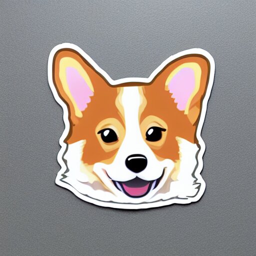 a kawaii chubby goofy cute corgi sitting upright sticker illustration