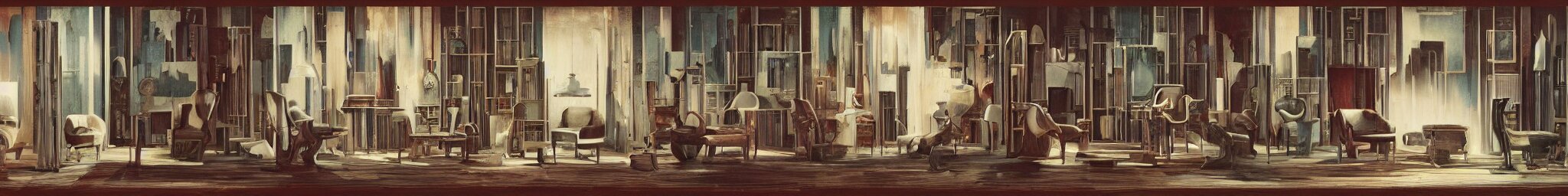 art deco furniture design sheet, Les Edwards, Zdzislaw Beksinski, Carl Gustav Carus, John Harris, Michal Karcz, Zhang Kechun, Mikko Lagerstedt, Scott Listfield, Steven Outram, Jessica Rossier.