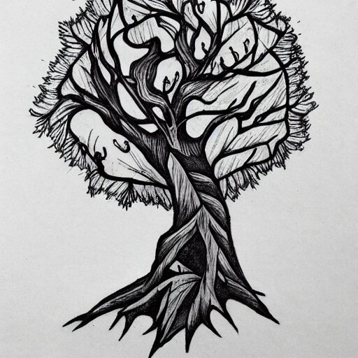 tattoo sketch of Tree, high detail