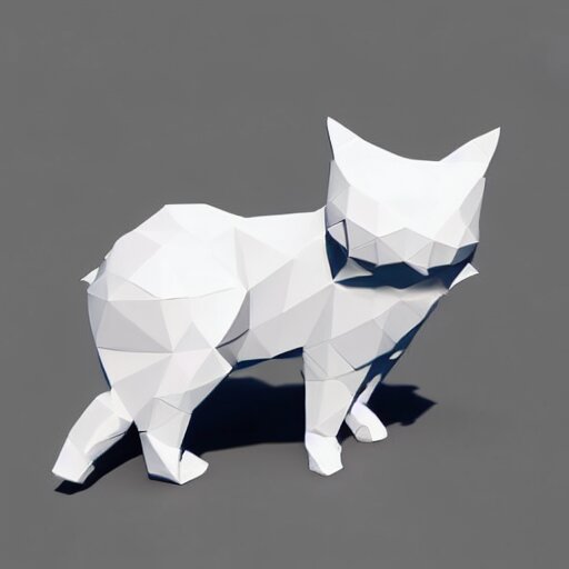 low poly render of a cat on a white background isometric 3D Utra HD