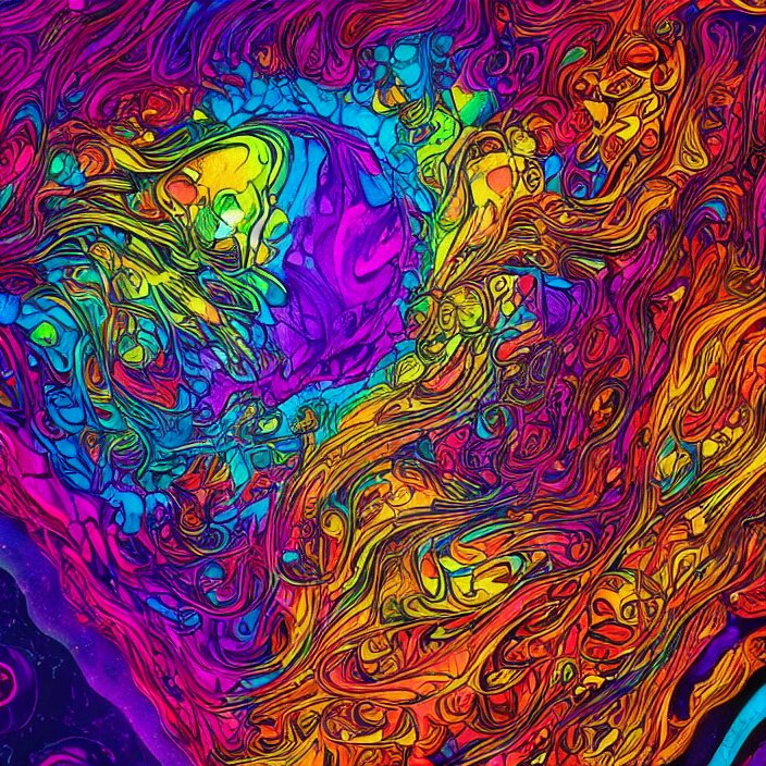 illustration of a colorful melting human head. flowers and blossoms, ferrofluids, burning water distortions. intricate abstract. intricate artwork. dan mumford. octane render, trending on artstation 