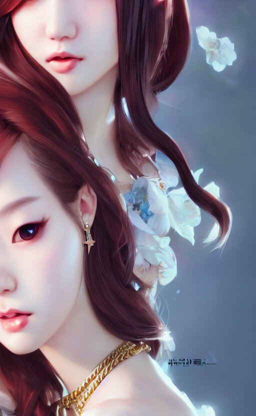 a pin up and beautiful fashion charming dreamlke korea girl with lv jewelry, character art, art by artgerm lau and kyoung hwan kim and and ilya kuvshinov and john singer sargent, hyperdetailed, 8 k realistic, symmetrical, frostbite 3 engine, cryengine, dof, trending on artstation, digital art 