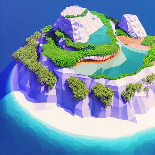 a floating island on an ocean isometric art, low poly art, game art, artstation, 3D render, high detail, cgsociety, unreal engine 5